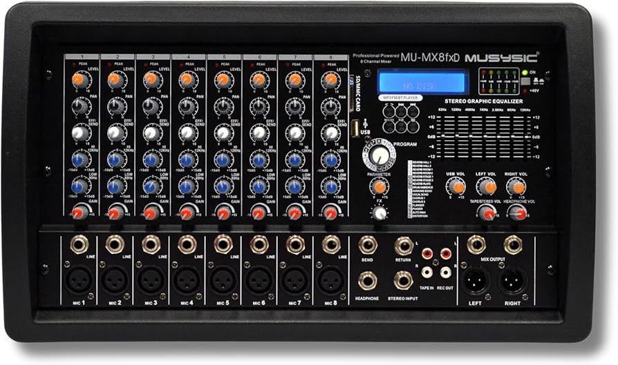 Amazon.com: MUSYSIC 8 Channel 4500W Digital DJ Audio Mixer Power